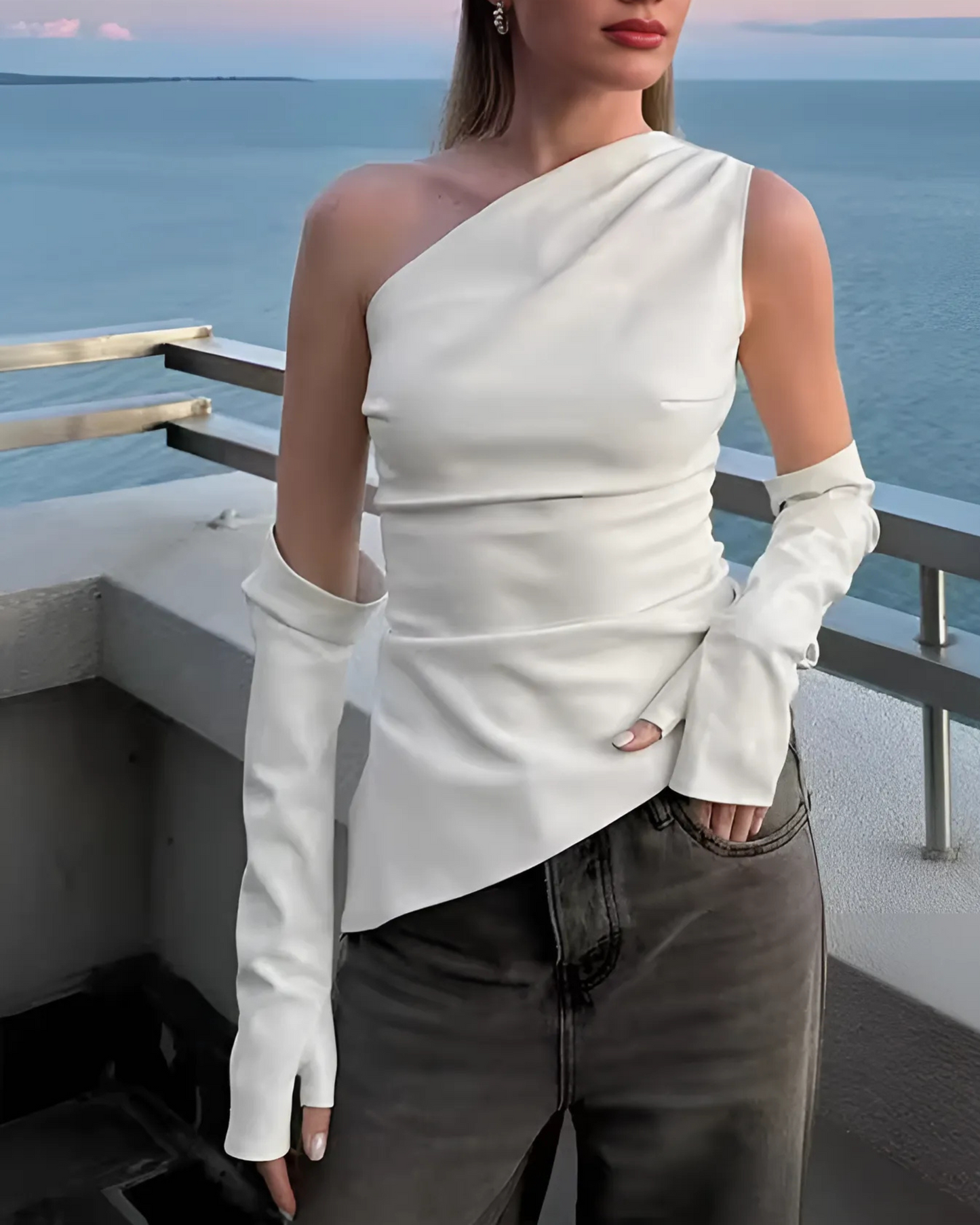 Asymmetrical Leatherlook Top