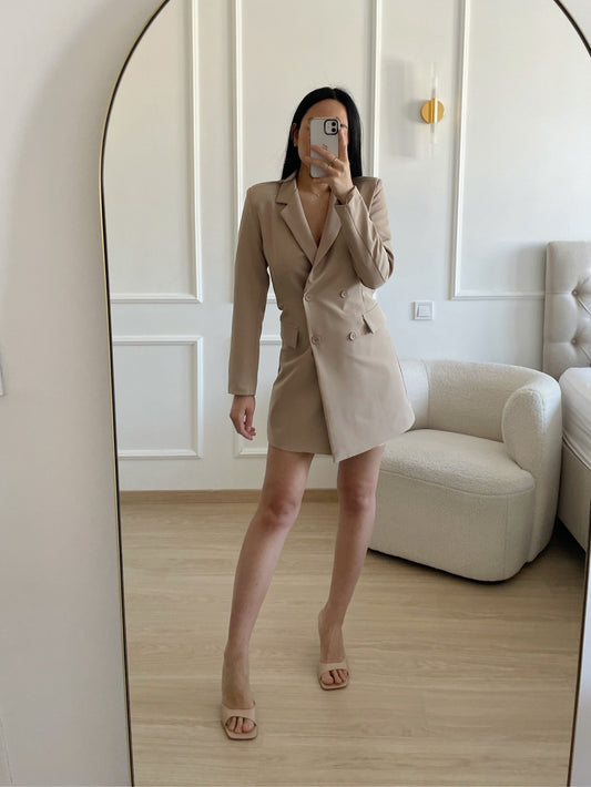 Lienie blazer jurk beige